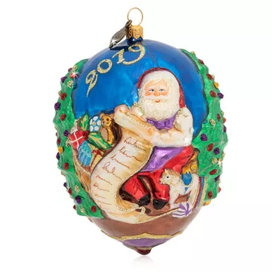 Jay Strongwater 2019 Santa Glass Ornament