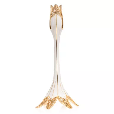 Jay Strongwater Abraham Tulip Medium Candle Stick Holder in White