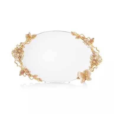 Jay Strongwater Annalise Oval Mirror Tray