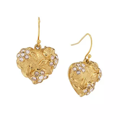 Jay Strongwater Gilded Heart Drop Earrings