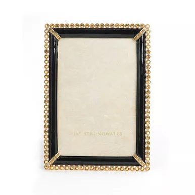 Jay Strongwater Lorraine Stone Edge 4" x 6" Frame - Black