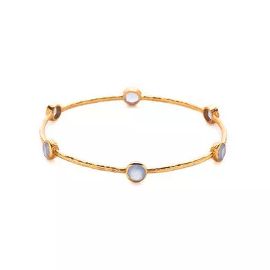 Julie Vos Milano Medium 6-Stone Bangle Bracelet - Iridescent Chalcedony Blue