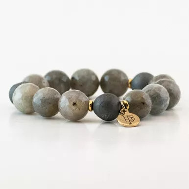 Kendley Grey Druzy and Quartz Stretch Bracelet by Bourbon and Boweties