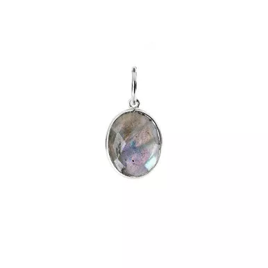 Labradorite Oval Antique White Gemstone Pendant by Benny & Ezra