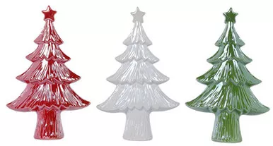 Large Ceramic Red/White/Green Star Tree Set by Special T Imports