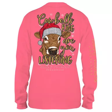 Large Cowbells Ring Long Sleeve Tee by Simply Southern Tees