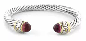 Large Nouveau Wire Cuff - Garnet - John Medeiros