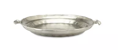 Large Round Low Bowl with Scroll Handles by Match Pewter
