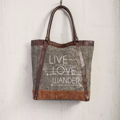 Live Love Wander Tote Bag by Mona B