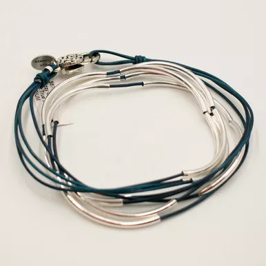 Lizzy Classic Natural True Blue Medium Bracelet by Lizzy James