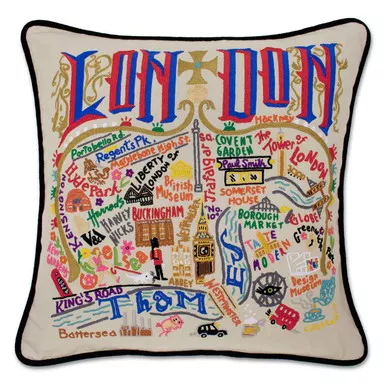 London Hand-Embroidered Pillow by Catstudio