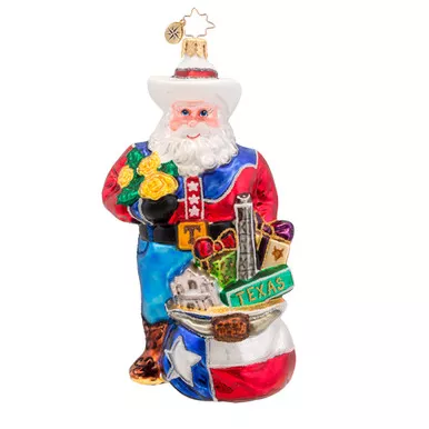 Lone Star Santa Ornament by Christopher Radko