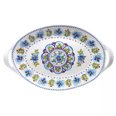 Madrid White 18" Large Two-Handled Oval Platter by Le Cadeaux