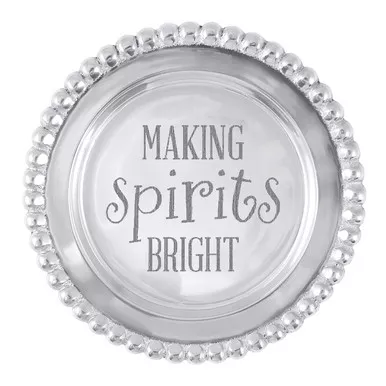 "Making Spirits Bright" Beaded Wine Plate by Mariposa