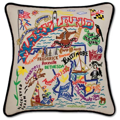 Maryland XL Hand-Embroidered Pillow by Catstudio