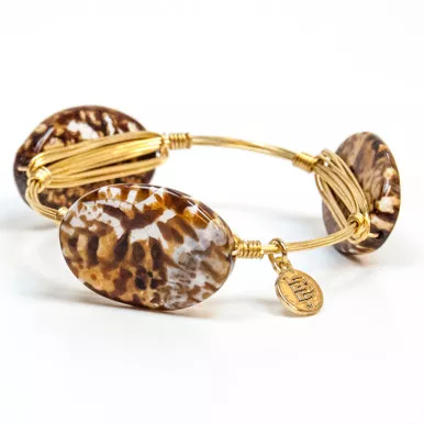 Medium Brown Oval Marbled Agate Standard 7.5" Bangle by Bourbon and Boweties