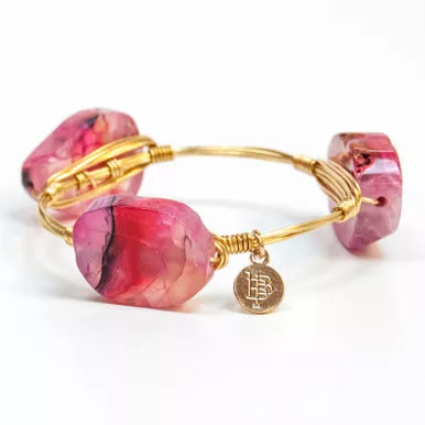 Medium Fuchsia Oval Quartz Standard 7.5" Bangle by Bourbon and Boweties