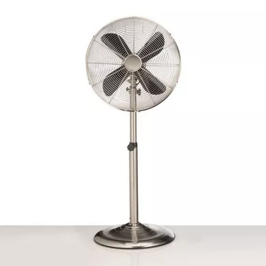 Metal Floor Standing Fan w/Adjustable Height - Nickel
