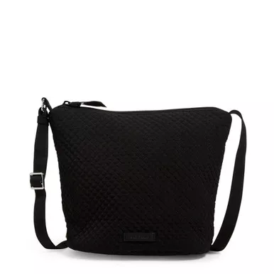 Microfiber Classic Black Bucket Crossbody Bag