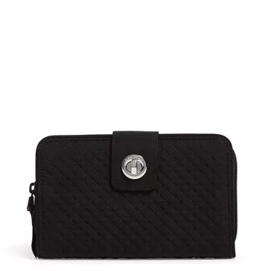 Microfiber Classic Black RFID Turnlock Wallet