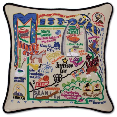 Missouri Hand-Embroidered Pillow by Catstudio