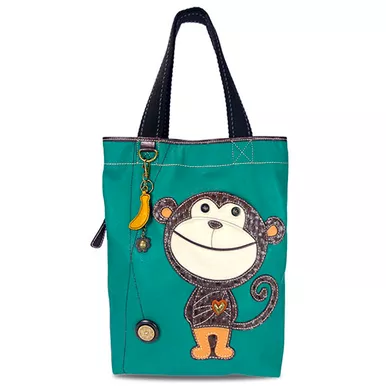 Monkey Everyday Tote - Leather - Dark Turquoise by Chala Handbags