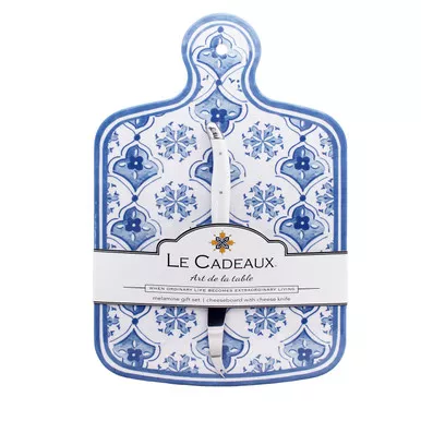 Moroccan Blue Cheese Board With Knife Set by Le Cadeaux