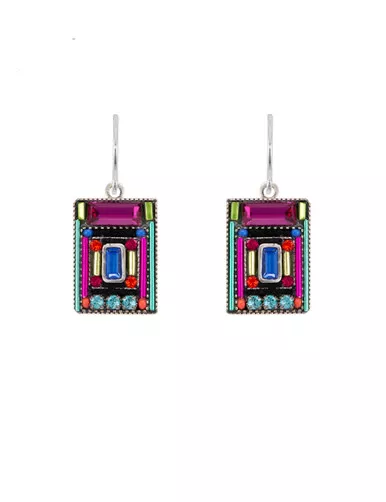 Multi-Color Architectural Rectangular Earring - Firefly Jewelry