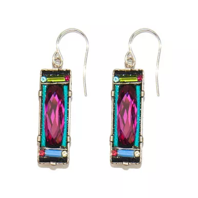 Multi-Color Baguette Earrings 7380 - Firefly Jewelry
