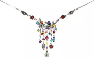 Multi-Color Cascading Leaf Necklace 8704 - Firefly Jewelry