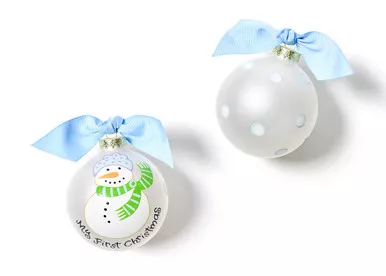 My First Christmas Snowman Boy Glass Ornament by Happy Everything!