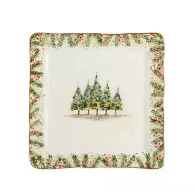Natale 5 Trees Square Platter - Arte Italica