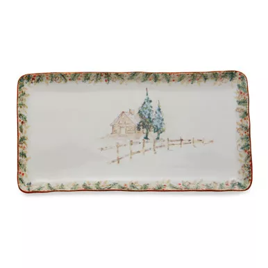 Natale Casa Rectangular Tray - Arte Italica
