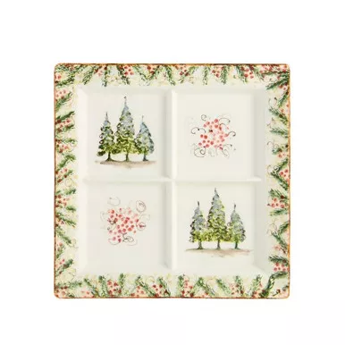 Natale Square Divided Platter - Arte Italica