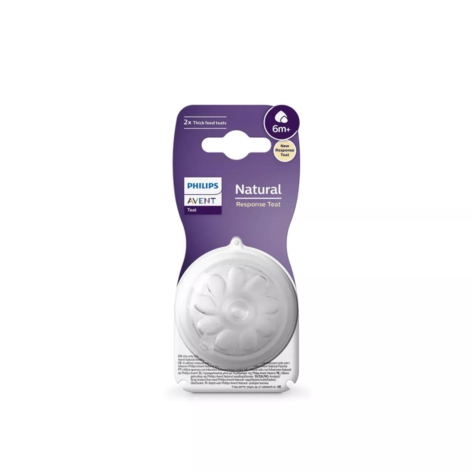 Natural Response Baby Bottle Nipple Thick Feed 6m+ x2