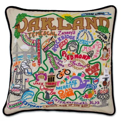 Oakland Hand-Embroidered Pillow by Catstudio