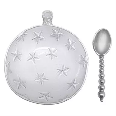 Ornament Ceramic Nut Dish & Spoon by Mariposa