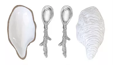 Oyster Ceramic Open Salt Spoon by Mariposa