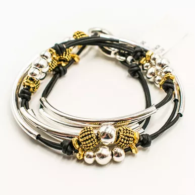 Paris Natural Black Medium Bracelet by Lizzy James