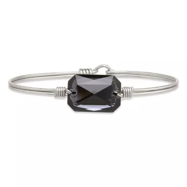Petite Dylan Silver Tone Bangle Bracelet in Graphite by Luca and Danni