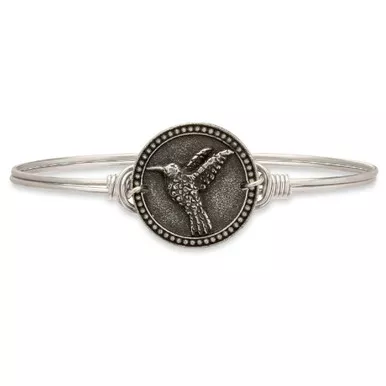 Petite Hummingbird Silver Tone Bangle Bracelet by Luca and Danni