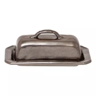 Pewter Stoneware Butter Dish by Juliska
