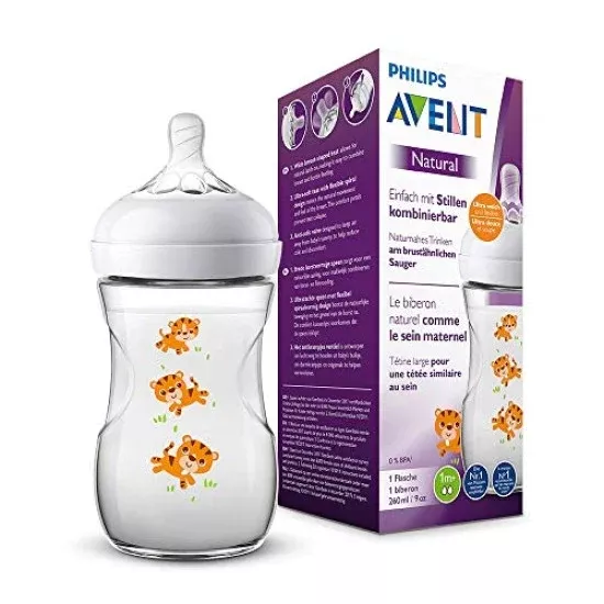 Philips Avent Natural Plastic Bottle - Tiger 260ml