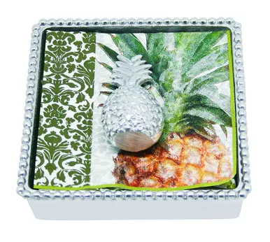 Pineapple Beaded Napkin Box by Mariposa