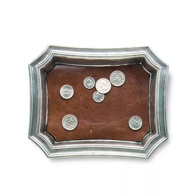 Pocket Change Tray with Leather Insert by Match Pewter