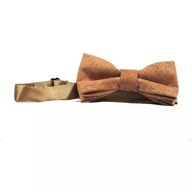 Queork Natural Real Cork Wood Bow Tie
