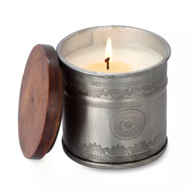 Rain Barrel 12 oz. Etched Iron Pot by Himalayan Candles