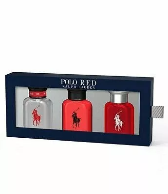 Ralph Lauren Polo Red Trio Holiday 3pcs Gift Set for Men 1.3 oz 40 ml