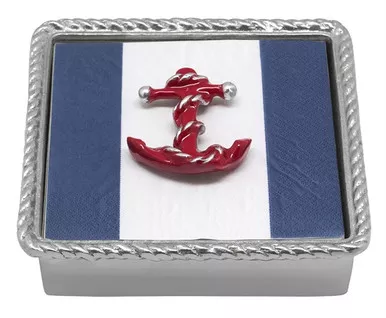 Red Anchor Rope Napkin Box by Mariposa