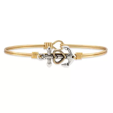 Regular Anchor Brass Tone Bangle Bracelet by Luca and Danni